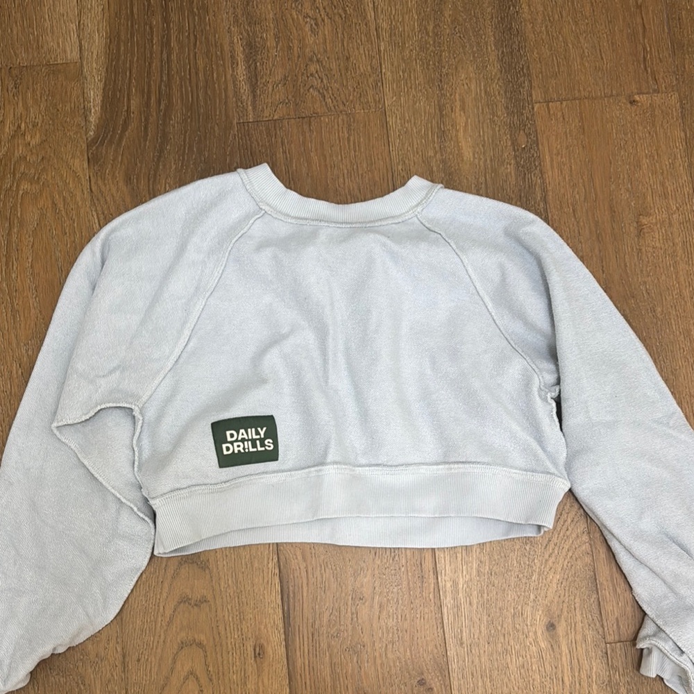 Daily Drills Gray Crew Neck Cropped Sweater